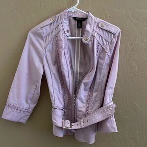 White House Black Market Women’s Lilac Leather Jacket w/ Belt Size 8